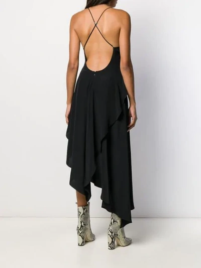 Shop Amiri Crepe De Chine Long Dress In Black