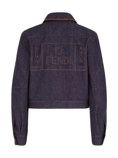 Shop Fendi Roma Amor Denim Jacket In Blue