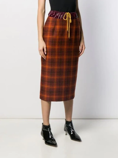 HIGH-WAIST DRAWSTRING CHECK SKIRT