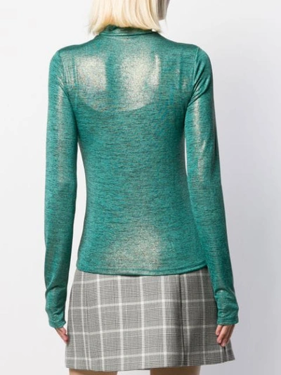 Shop Andamane Beth Metallic Slim-fit Top In Green