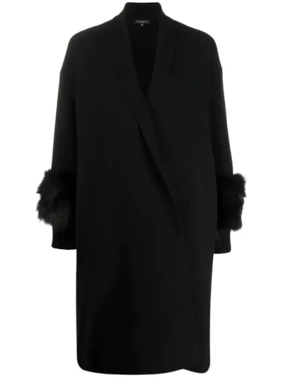 Shop Antonelli Faux-fur Detail Cardi-coat In Black