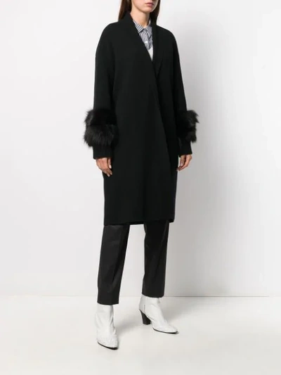 Shop Antonelli Faux-fur Detail Cardi-coat In Black