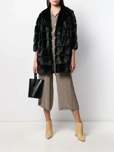Shop Simonetta Ravizza Convertible 3/4 Sleeves Coat In Black