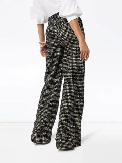 Shop Dolce & Gabbana Houndstooth Wide-leg Trousers In Black