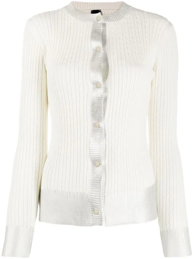 Shop Pinko Knitted Cardigan In White