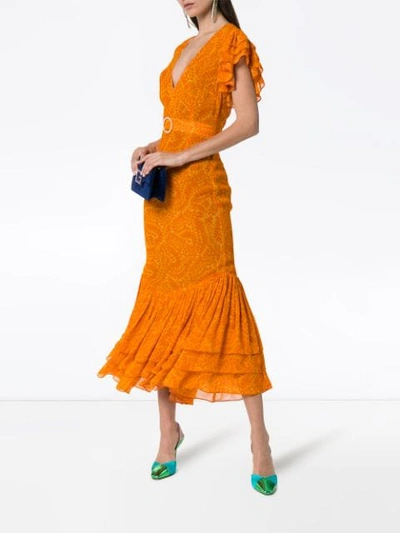 Shop De La Vali New Polonia Ruffle Hem Dress In Orange