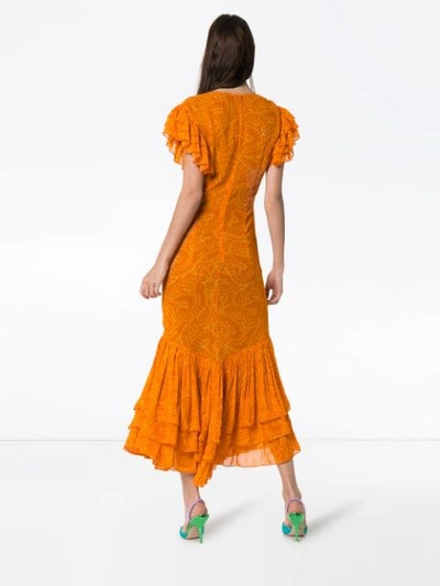 Shop De La Vali New Polonia Ruffle Hem Dress In Orange