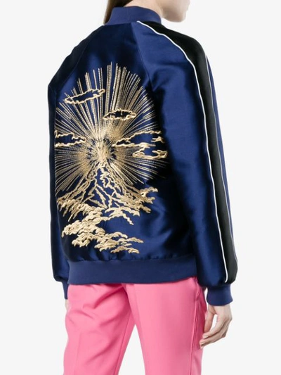 Shop Stella Mccartney Embroidered Bomber Jacket In Blue