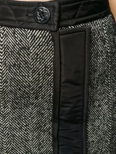 Shop Sacai Herringbone Fishtail Pencil Skirt In Black