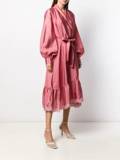 Shop Stine Goya Embroidered Hem Wrap Dress In 1460 Rose