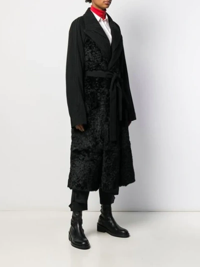 Shop Ann Demeulemeester Panelled Longline Coat In Black