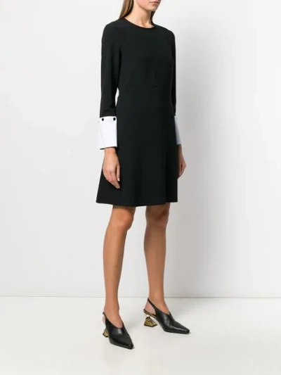 Shop Antonelli Contrast Cuffs Midi Dress In 999 Nero