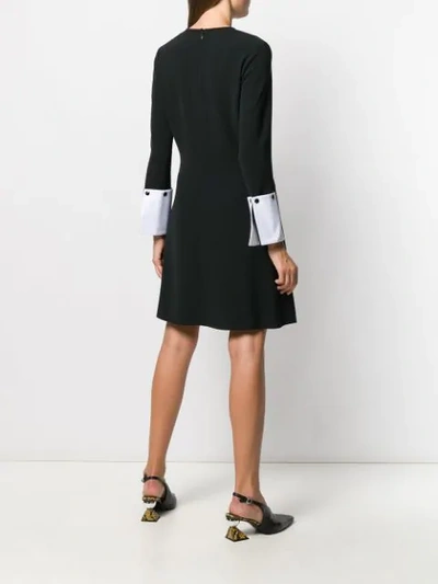 Shop Antonelli Contrast Cuffs Midi Dress In 999 Nero