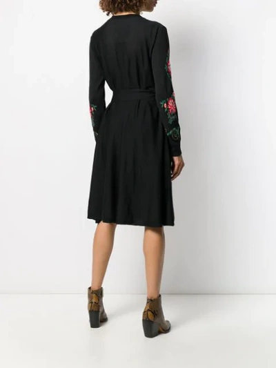 Shop Etro Floral Intarsia Knitted Dress In Black