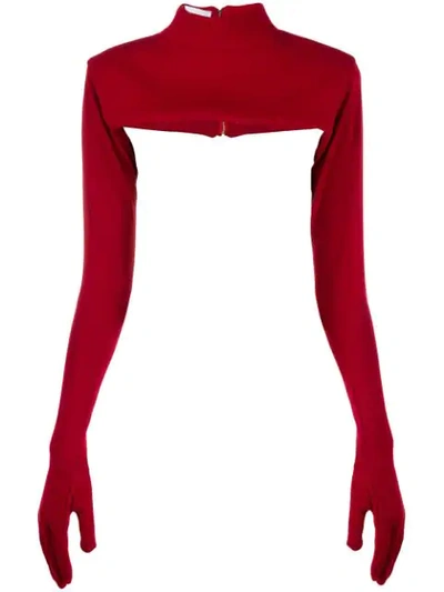 Shop Atu Body Couture Glove Detail Top In Red