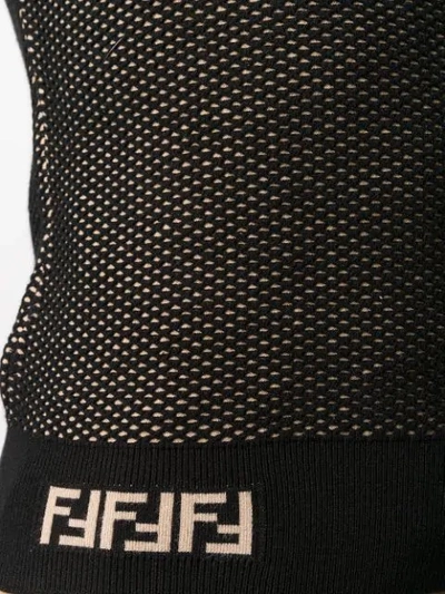 Shop Fendi Double-layer Mesh-knit Top In Black