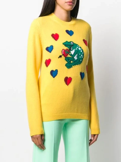 Shop Gucci Frog Intarsia Sweater In Yellow