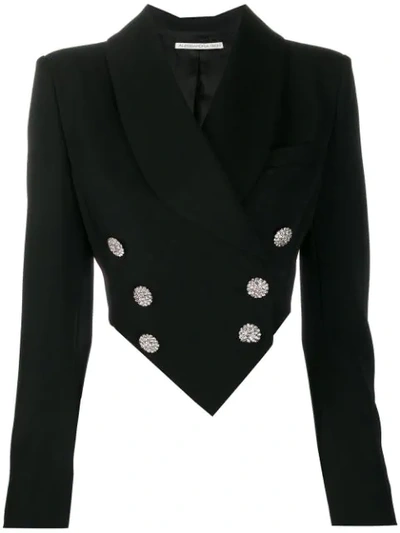Shop Alessandra Rich Embellished Button Blazer In Black