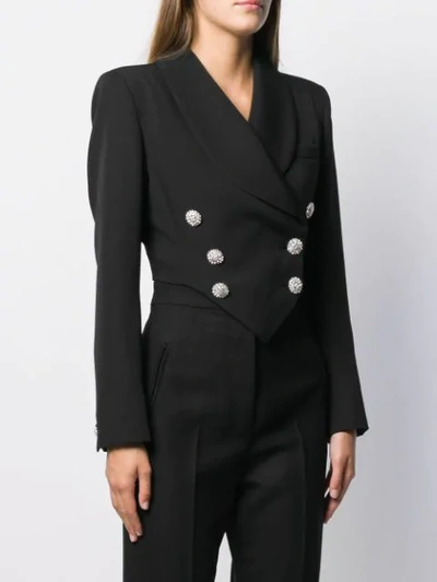 Shop Alessandra Rich Embellished Button Blazer In Black