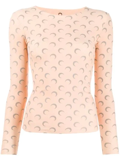 Shop Marine Serre Moon Pattern Top In Tan/ All Over Moon Reflect