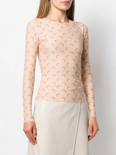 Shop Marine Serre Moon Pattern Top In Tan/ All Over Moon Reflect