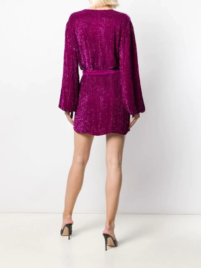 Shop Retroféte Sequin Wrap Mini Dress In Purple