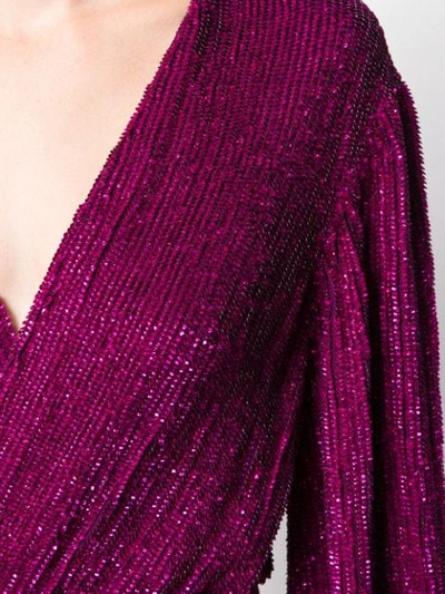 Shop Retroféte Sequin Wrap Mini Dress In Purple