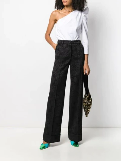 Shop Dolce & Gabbana High Waisted Jacquard Trousers In Black