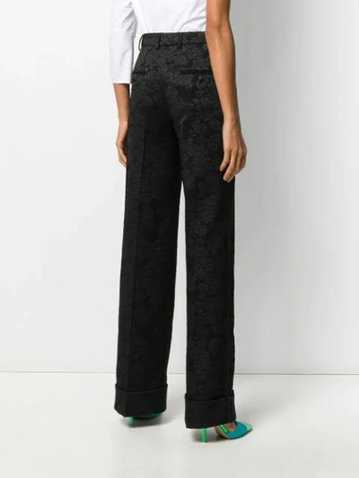 Shop Dolce & Gabbana High Waisted Jacquard Trousers In Black