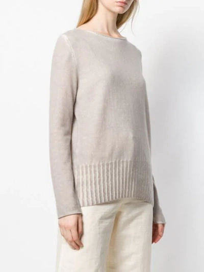 Shop Allude Ribbed Knit Sweater In Neutrals