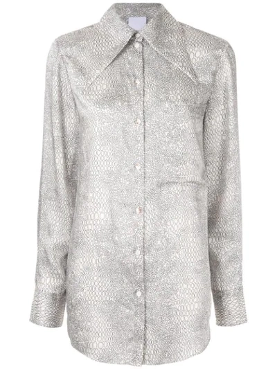 Shop Acler Roscoe Snakeskin Print Shirt In Grey