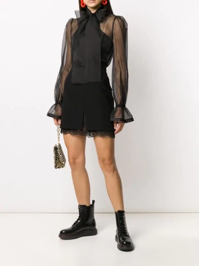 Shop Dolce & Gabbana Pussy Bow Sheer Blouse In Black