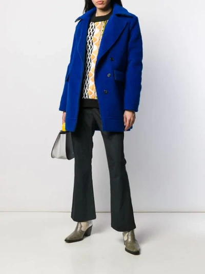 Shop Aalto Off-center Button Coat In Blue