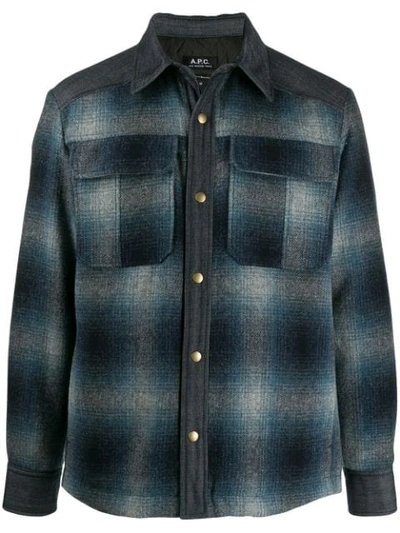 Shop A.p.c. Checked Pattern Shirt-jacket In Blue