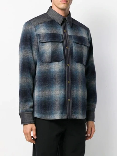 Shop Apc Checked Pattern Shirt-jacket In Blue