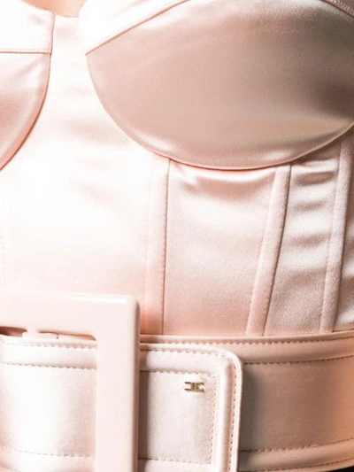 Shop Elisabetta Franchi Fitted Belted Body In Neutrals