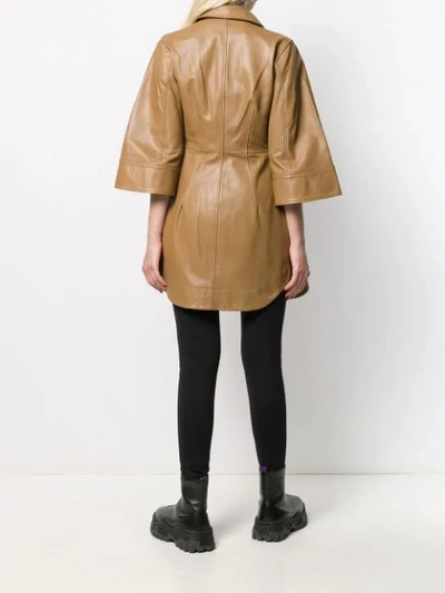 Shop Ganni Fitted Shirt Dress In Brown