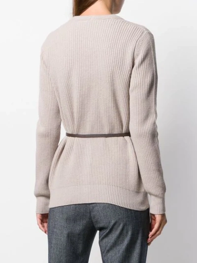 Shop Peserico Cable Knit Cardigan In Neutrals