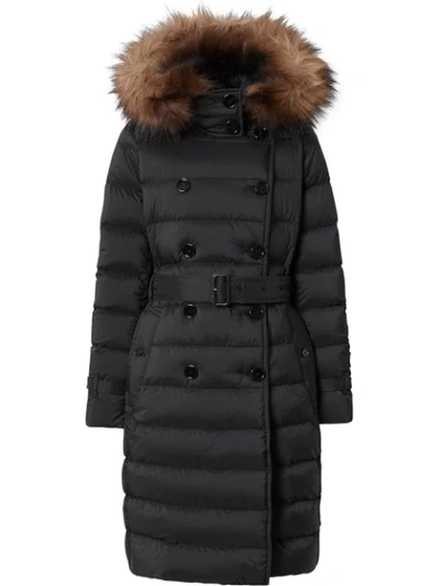 Shop Burberry Detachable Hood Padded Coat In Black