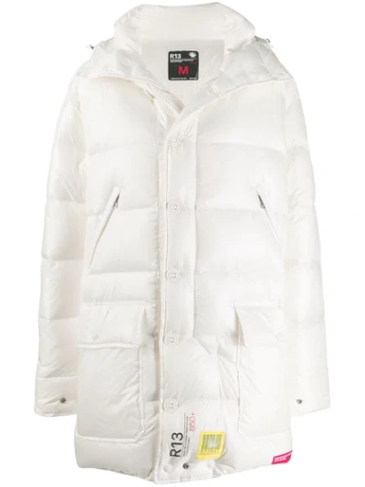 Shop Brumal X R13 Padded Hooded Coat In White