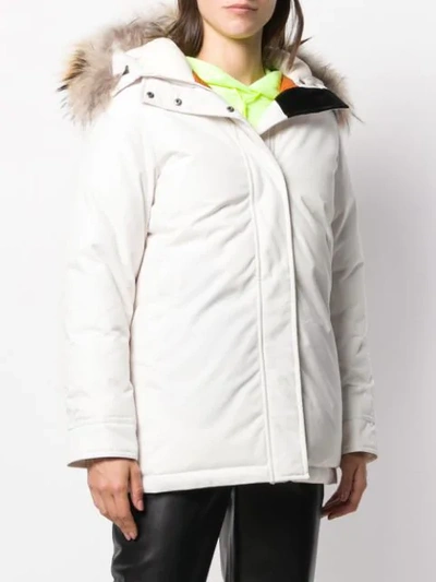 Shop Pyrenex Fur-trimmed Hood Coat In White