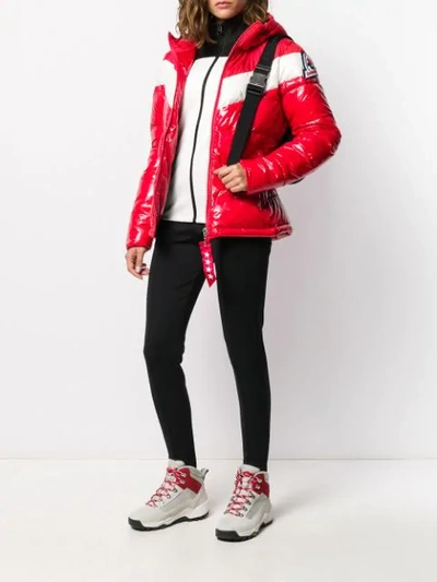 Shop Invicta Color-block Hooded Puffer Jacket In Red