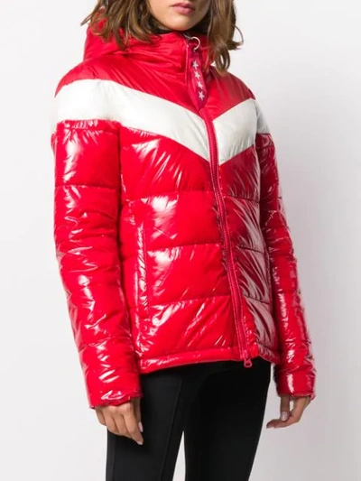 Shop Invicta Color-block Hooded Puffer Jacket In Red