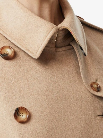 Shop Burberry Cashmere Trench Coat In Neutrals
