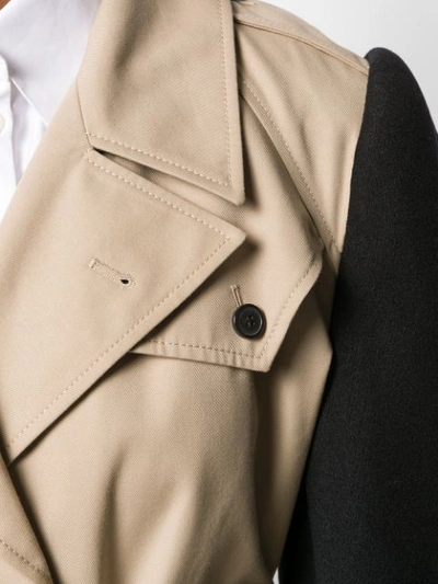 Shop Maison Margiela Colour Block Belted Trench Coat In Brown