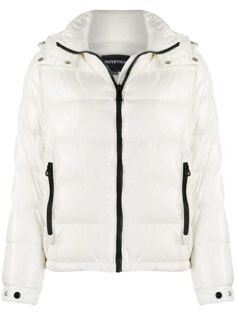 white hooded puffer coat