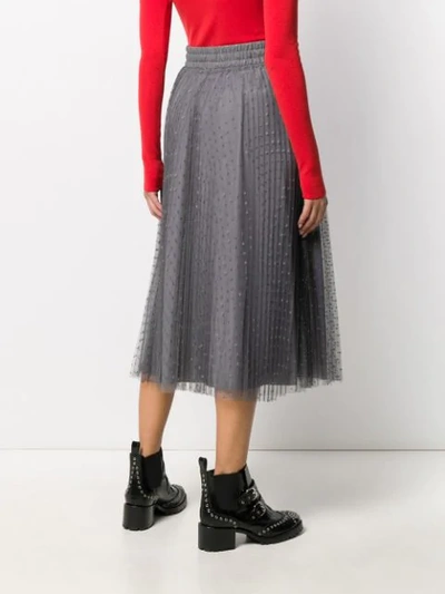 Shop Red Valentino Point D'esprit Tulle Pleated Skirt In Grey