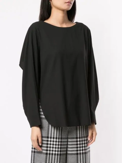 Shop Juunj Long-sleeved Flared Blouse In Black