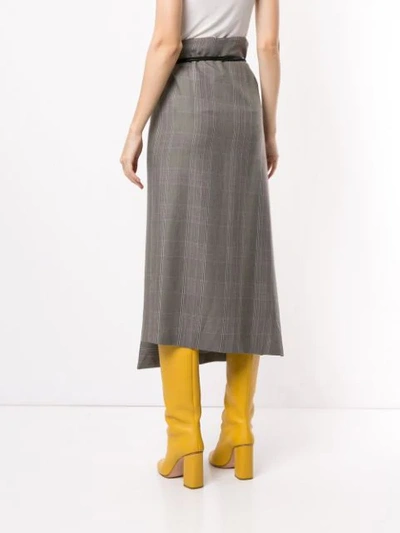 Shop Muller Of Yoshiokubo High-waisted Check Skirt In Brown