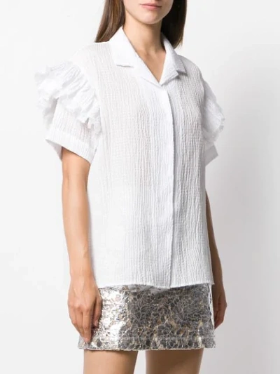 Shop Jourden Lolita Ruffled Sleeve Shirt In Whte